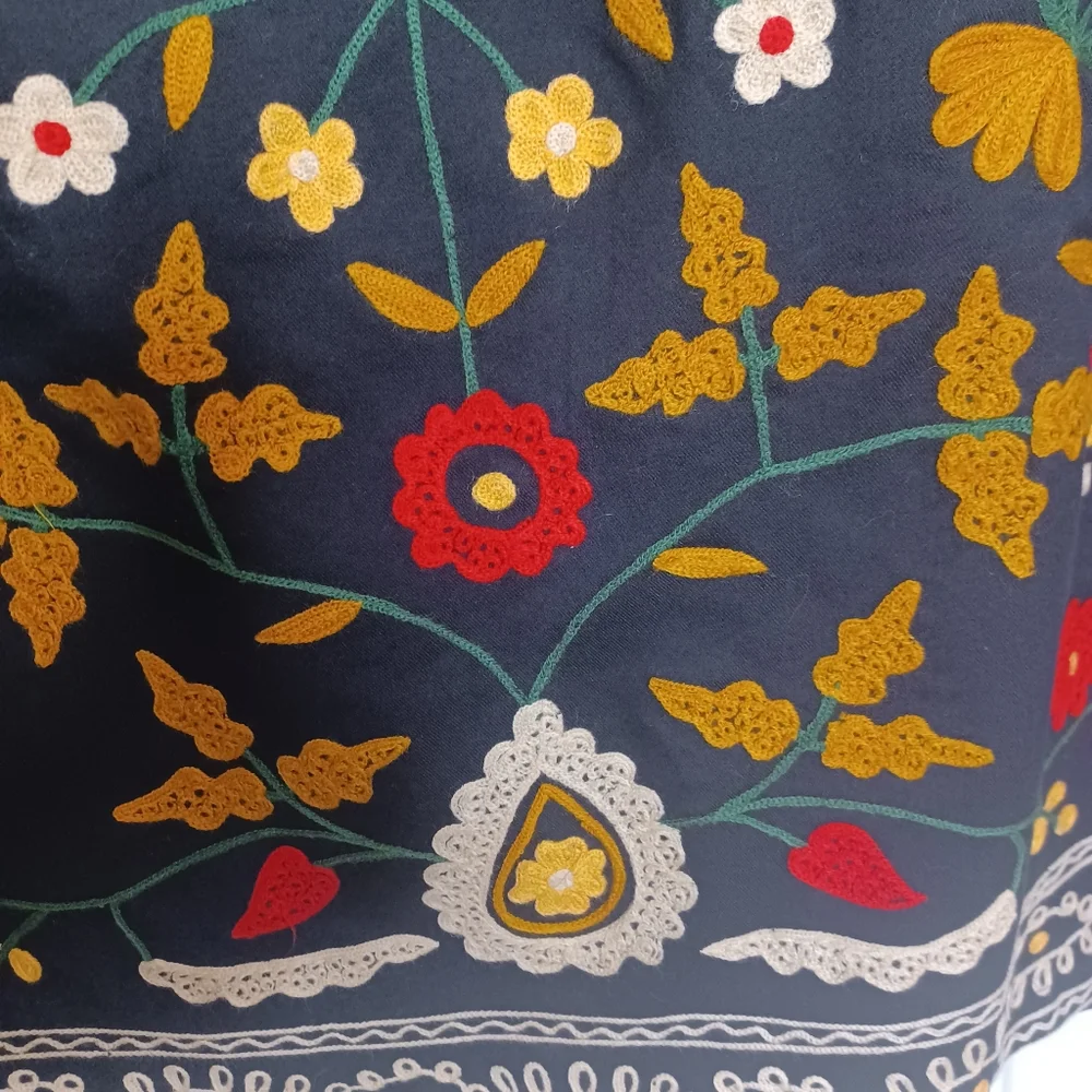 Eshakti Custom Wayward Fancies Floral Embroidered Embellished A-line Skirt - Picture 6 of 11